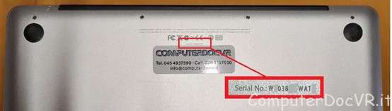 identificare numero seriale mac portatile macbook
