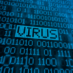 Immagine con scritte su schermo tra cui spicca "virus"