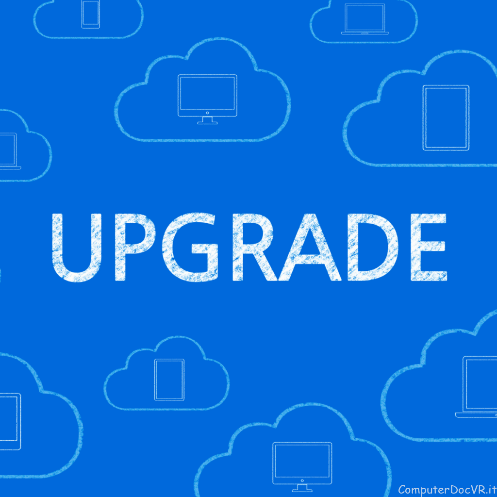 sfondo blu con al centro la scritta "upgrade"